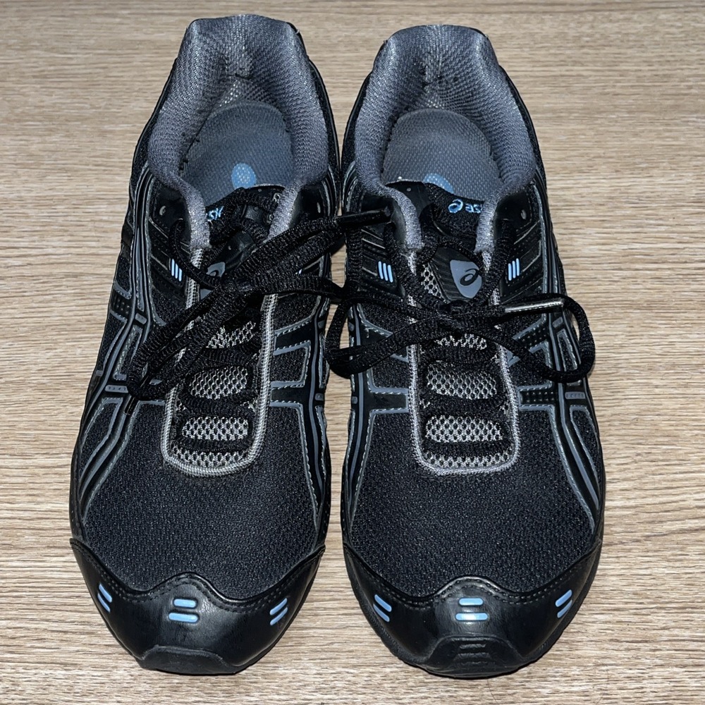 ASICS Gel-Frantic 3 Running Shoes Womens 8 Black Blue TN8E5 Trainers Sneakers